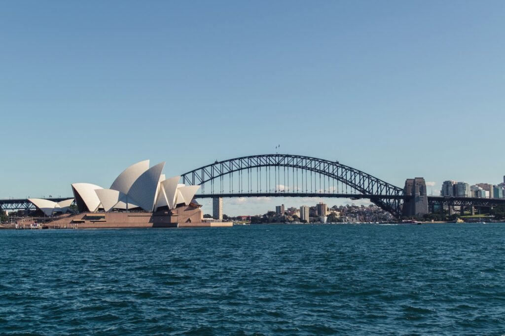 Sydney Opera House and harbour, destination illustration